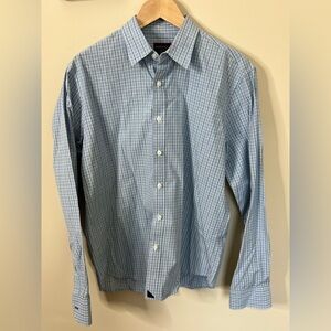 Untuckit Blue Green Plaid Long Sleeve Button Up Work Shirt Size Medium